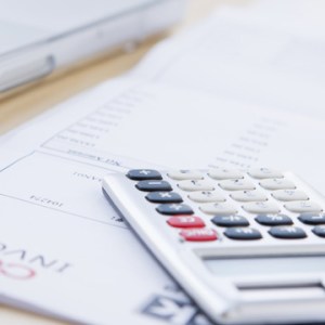 calculator on a paper invoice